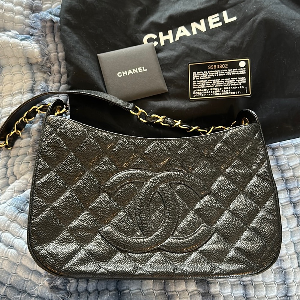Chanel Caviar Quilted Timeless CC Shoulder Bag Black